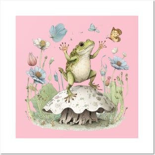 Cottagecore Aesthetic Frog Cute Vintage Posters and Art